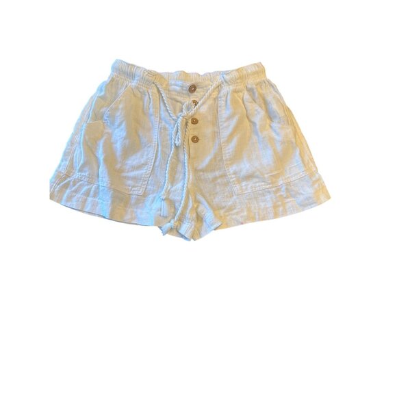 Free People Womens XS Linen Viscose Blend Casual Shorts Elastic Waist & Pockets - Picture 1 of 5